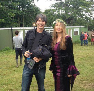 Dee having fun with Prof Brian Cox at the Lattitude Festival
